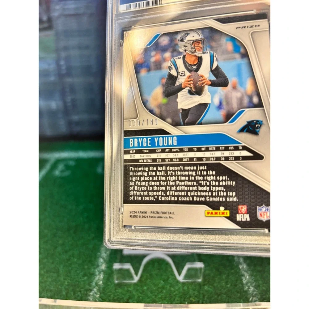 2024 Panini Prizm Bryce Young Green Hyper /180 Panthers PSA 9 Mint #37